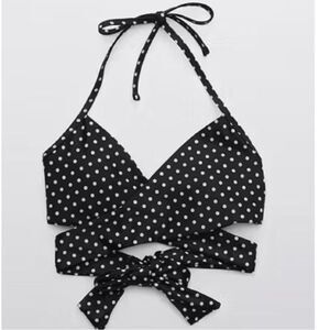 Aerie Black White Polka Dot Halter
Triangle Bikini Swim Top Size XS